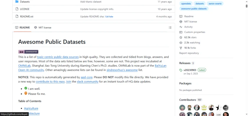 Awesome-public-datasets